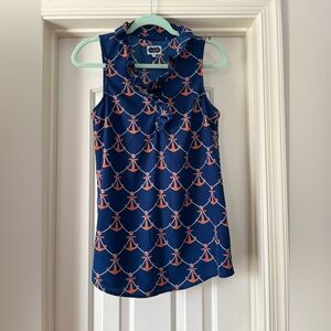 EUC Mud Pie Nautical Anchor Blue and Orange Tank Top